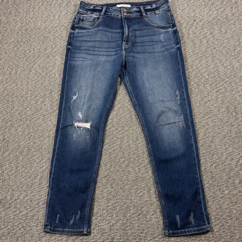 KanCan Womens Distressed Straight Leg Jeans Medium Wash High Rise Size 27 Inseam